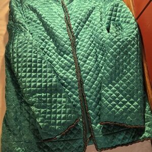 Clothes Quilted Puffer Jacket Medium M Satin Teal Zip
